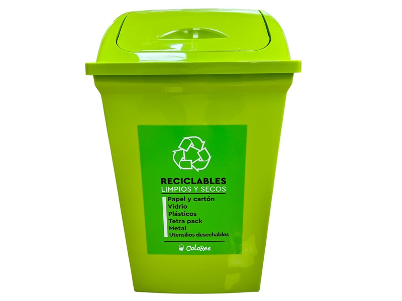 Recipiente para residuos 50 Lts. Tapa vai ven y etiquetado especial de separación - LINEA PREMIUM